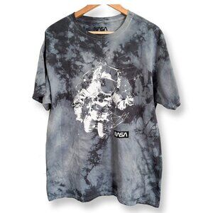 NASA Astronaut Space Shuttle Men's Tie Dye Grey Cotton T-Shirt Tee. Size Large
